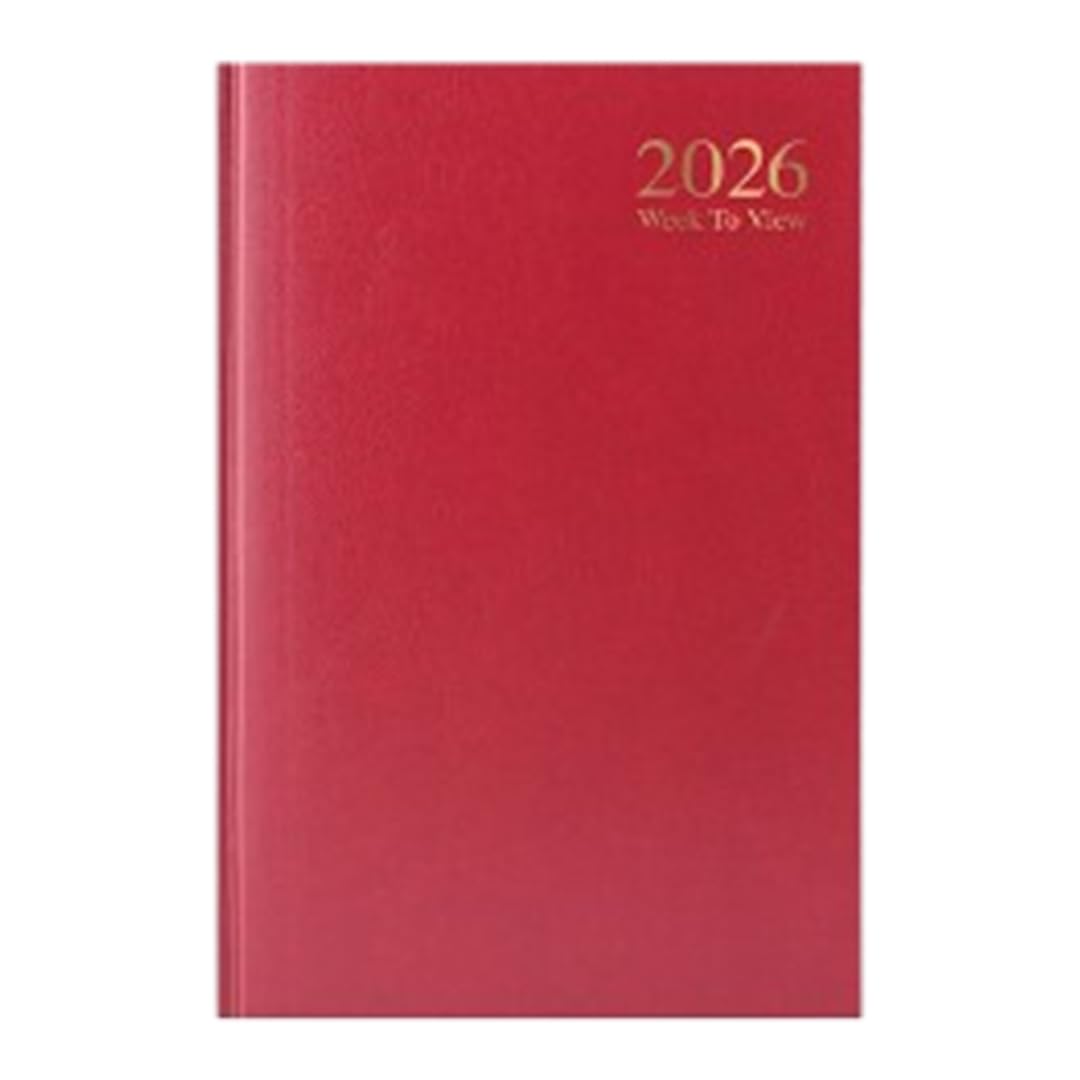 1ABOVE A4 Week to View 2026 Diary | Hardback Casebound Planner | 60gsm Paper | Professional Diary for Home, Office & School Use (RED)