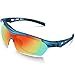 TOREGE Polarized Sports Sunglasses for Cycling Running Fishing Golf TR90 Unbreakable Frame TR003 (Blue&Black)