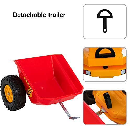 Uenjoy Kids Pedal Tractor Pedal Powered Ride On Toy Tractor for Kids with Detachable Trailer, Horn, Adjustable Seat, Forward/Backward, Yellow