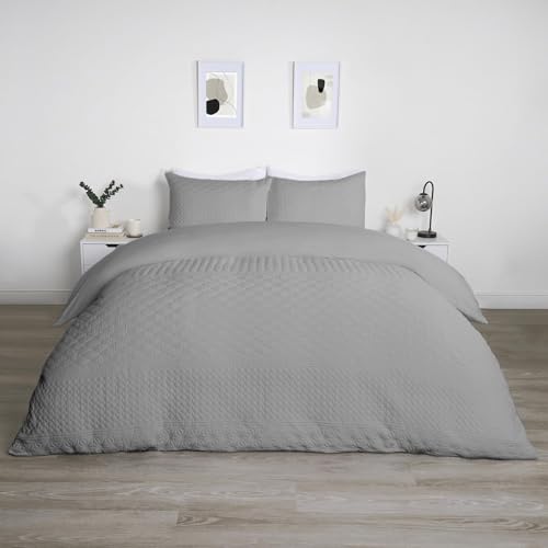 OHS Graues Bettwäsche-Set für Doppelbett, Tribal Pinsonic, dekorativ, geprägt, Moderne Bettwäsche, luxuriös, ultraweich, Bettbezug, Doppelbett mit Kissenbezügen, Grau