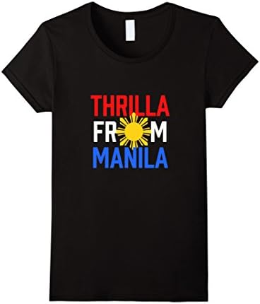 Womens Thrilla From Manila With Sun Philippine Flag Symbol T-Shirt Medium Black