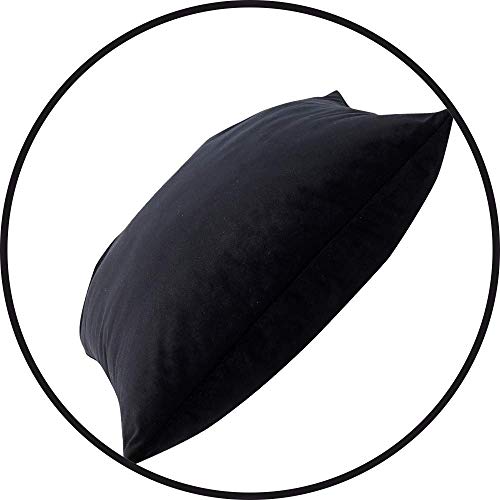 Sleep Mantra Velvet Black Throw Pillow Cases - Plush Comfortable 2 Piece Set of 18 x 18 Inch Smooth Decorative Cushion Cover, Soft Fade Resistant Washable Pillow Covers