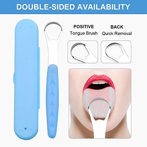 Tongue Scraper Cleaner With Travel Handy Case, Stainless Steel Tongue Cleaners For Healthy Oral Care For Adults For Kids(4-pack)