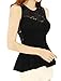 Allegra K Ladies Slipover Round Neck Hollow Out Sleeveless Peplum Tops S Black