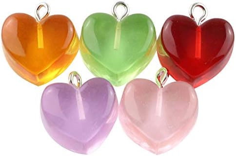 Resin Heart-Shaped Charms for DIY Necklaces - 20pcs Mixed Color Coronary Heart Pendants