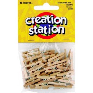 Mini Wooden Clothes Pegs - Natural