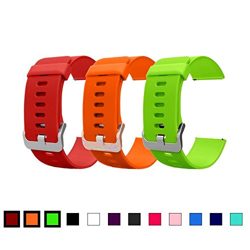 Replacement Straps For Fitbit Blaze, Dunfire Colorful Accessory Watch-style Band/ Wristbands with Buckle For Fitbit Blaze Smart Fitness Tracker (3PCS - RED & ORANGE & GREEN, Large)