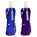 Juvale Collapsible Water Bottle - 6-Pack 16 oz Foldable BPA Free Canteen Drinking Bottles with Carabiner for Travel