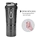 BOTTLED JOY Water Bottle, Protein Shaker Bottle with 3-Layer Twist and Lock Storage, 100% BPA-Free Leak Proof Shaker Cup for Fitness Sports and Travel Non-Slip Mix Drinking Bottle 20oz 600ml (Grey)
