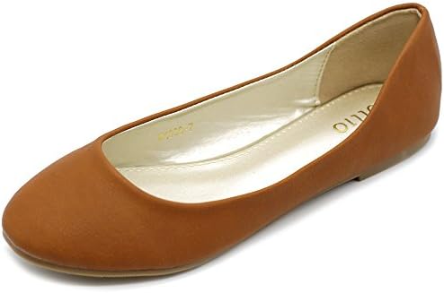 Ollio Women's Shoe Ballet Basic Light Comfort Low Heel Flat M1009 (11 B(M) US, Tan)