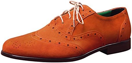 iTailor Men's Handmade Shoes: Orange Suede Wingtip Brogue Shoes