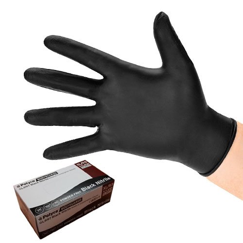 Bodyguards Black Nitrile Powder Free disposable Gloves Case of 1000 (10
