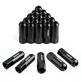 YITAMOTOR 20pcs Black 12x1.5 Open End Bulge Acorn Lug Nuts - 19mm Hex - Cone Seat - 2.36