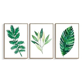 Dark Green Leaves - 3 Panel Framed Canvas