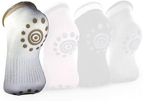 LEGERS Super Grippy Strong No Slip Skid Yoga Socks, 90% Cotton High Permeability Yoga Pilates Socks with Grips Cotton for Women & Girls (WHITE)