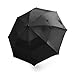 Becko Auto Open Umbrella Long Umbrella with Double Canopy, Durable and Strong Enough for the Fierce Wind and Heavy Rain, Classic Style with Bent Handle, Unisex Umbrella - Black