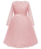 Flower Girl Dress Long Sleeves Lace Top Tulle Skirt