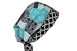 Surgical Scrub Hat Chemo Chef Nurse Vet Cap Pixie Teal Black Grey Aqua Blue