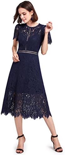 Alisa Pan Vintage 1950s Swing Party Dresses with Short Sleeves Size 6 Navy Blue