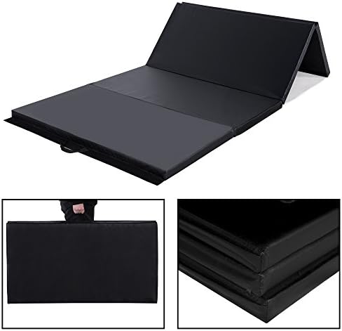 Sportmad 4'x8'x2 Thick Folding Panel Gymnastics Tumbling Mat Gym Fitness Exercise Workout, Black