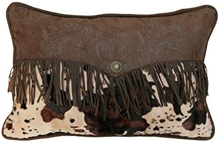 Hiend Accents Caldwell Faux Cowhide Velvet Western Lumbar Pillow W Fringe 1 6 X 1 6 Brown Cushions Amazon Com Au