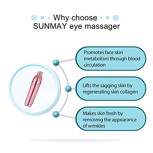 SUNMAY Halo Sonic Eye Massager, 42℃ Heated Treatment Wand for Eyes fatigue, Anions Import to Promote Eye Cream Effectively Absorb (Rose Gold)