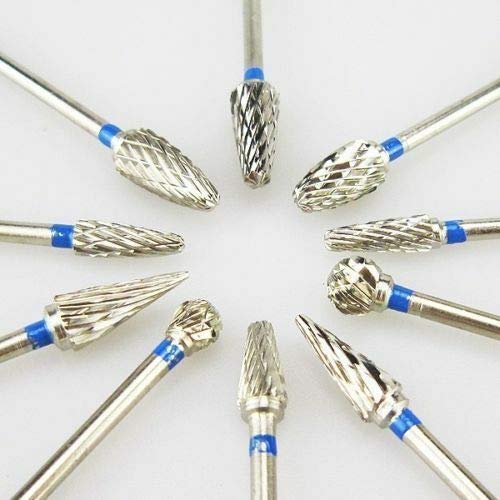 Aprodite 10 Pcs Lab Polishing Bur Drills Tungsten Steel Carbide Burs Burrs 2.35MM
