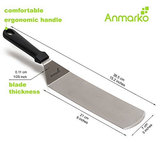 Professional Spatula Set - Stainless Steel Pancake Flipper or Hamburger Turner and Griddle Scraper â€“ metal utensil great for BBQ , Grill , Flat Top â€“ Commercial Grade