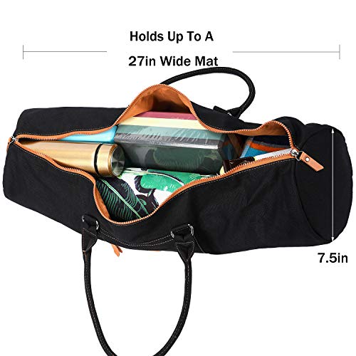 YanHao Yoga Mat Bags Canvas Yoga Mat Carrier with Zipper Pocket for Women and Men(Black)