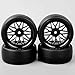 SOUFORCE 1:10 Scale RC Model Drift Wheels and Tires, 12mm Hex Plastic Wheel Rim and Tire Set for On Road Racing Car, 4 Pack Black