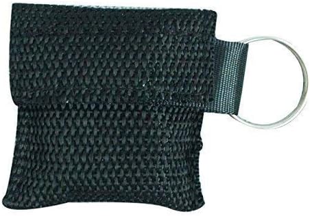 Plain CPR Face Shield/Life Key in Key Ring Pouch (8 Colour Options) (Black)
