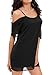 SEENSUN Women's Chiffon Cold Shoulder Casual Dress Trumpet Sleeve Spaghetti Strap Dress Top