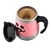 LEADNOVO Self Stirring Stainless Steel Mug 450ml/15.2oz Pink