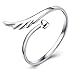 Creativelife Women's S925 Sterling Silver Angel Wings Heart Women Open Ring,Adjustable by creativelife
