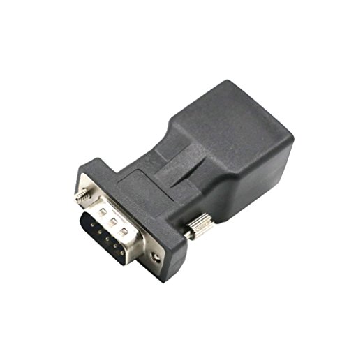 MonkeyJack 2 Pieces DB9 RS232 COM Male Port to RJ45 Female Connector Card DB9 Serial Port Extender to LAN CAT5 CAT6 RJ45 Network Ethernet Cable Adapter - Thumbnail 4