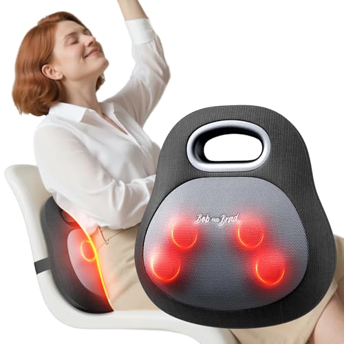 Bob And Brad Kabellos Rücken Und Nackenmassagegerät Mit Wärme Zur Schmerzlinderung, Ezback Go Tiefengewebe 4D Shiatsu Massagegerät, Massagekissen Mit Griff Im Büro, Geschenk Für Männer &Amp; Frauen