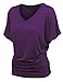 Made By Johnny MBJ WT1037 V Neck Short Sleeve Dolman Top with Side Shirring XXL Dark_Purple