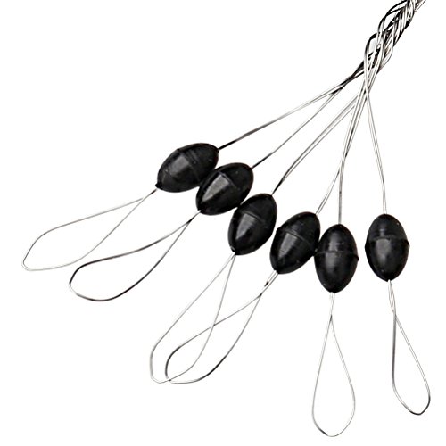 WODE Shop 100 PCS Fishing Stopper, 6 in 1 Black Rubber Fishing Bobber Stoppers Sinker Bobber Float(S)