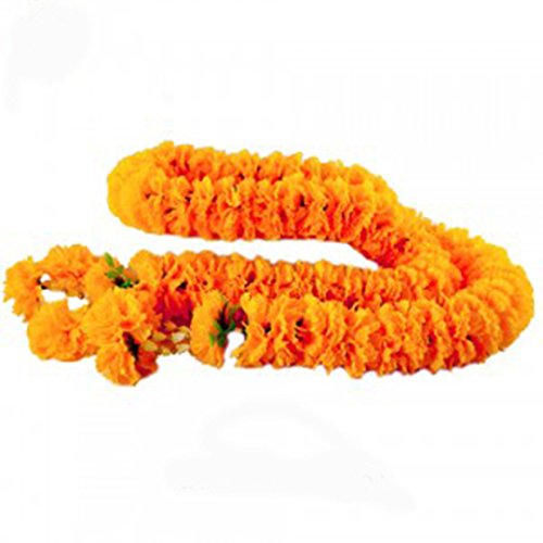 Muay Thai Phuangmalai Garland, Thai Artificial Yellow Marigold Garland, Marigold flowers, Flowers Artificial, Flowers Fake (1 m, 2 m) (length 200 cm.)