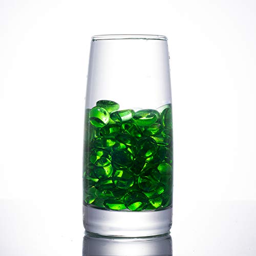 Joyclub Green Flat Marbles, Pebbles, Glass Gems for Vase Fillers, Party Table Scatter, Wedding, Decoration, Aquarium Decor, Crystal Rocks, 1 lbs (Approx 100 pcs)