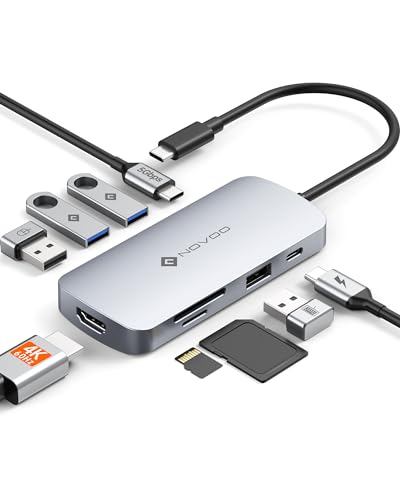 Docking Station USB C 9 en 1, HDMI 4K@60, PD 100W, SD/TF