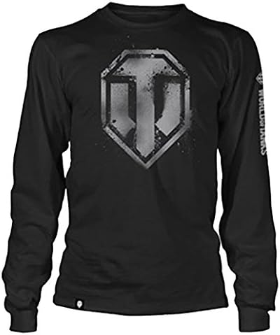 World of Tanks Spray Logo Long Sleeve Adult T-Shirt (Medium, Black)