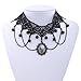 Yazilind Lolita Goth Black Lace Choker Velvet Necklace Beads Tassels