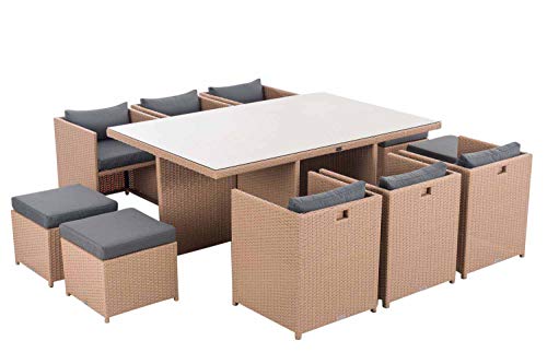 CLP XXL Polyrattan-Sitzgruppe Maui | Gartengarnitur bestehend aus 6 Sesseln, 4 Hockern und einem Esstisch | Sitzgruppe… – Bild 4