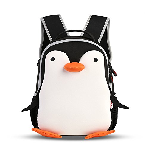 LUXEHOME Kids Cartoon Cute Neoprene Backpack Pre School Bag (Large, Penguin)