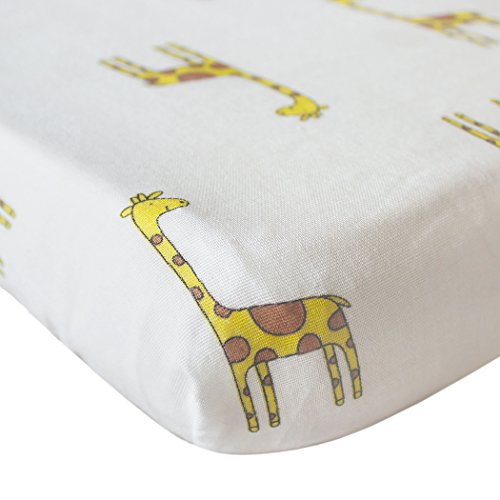 Baby Changing Pad Cover Set Muslin Cotton, Portable Contoured Diaper Change Pad Sheet for Boys and Girls by Vlokup, Flamingo & Giraffe Prints