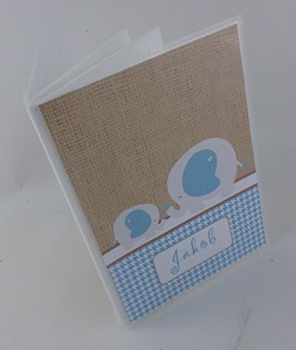 Baby Photo Album .Printed Burlap blue elephant. 502. 4x6 or 5x7 pictures, boy baby shower gift