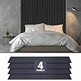 Wood Panels for Wall - Oak Acoustic Wall Panels - 4PK Wall Wood Panels - 94.49” x 12 - Soundproof Wood Wall Panels for Decor - Acoustic Slat Wood Wall Panels for Interior Decoration of Walls (Black)