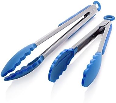 Oberhaus 9-Inch and 12-Inch Silicone Tongs, 2-Pack, Blue