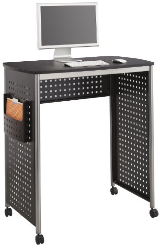 Safco Products 1908BL Scoot Stand Up Computer Workstation Desk with File Pocket, Black